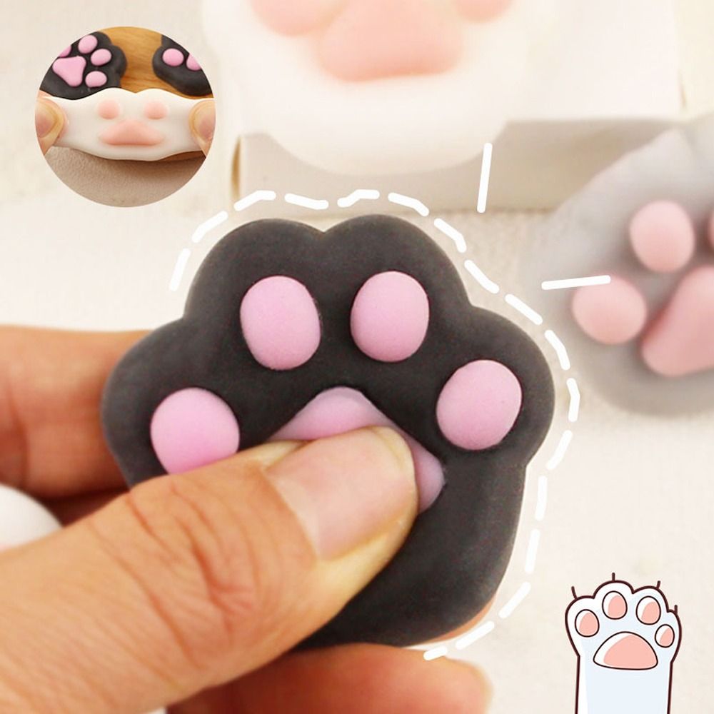 Soft Sensory ของเล่น Mini Cat Paw Squeeze ของเล่นซิลิโคน Fidget ของเล่นการ์ตูน Fidget ของเล่น TPR 3D Pinch Decompression ของเล่นเด็ก