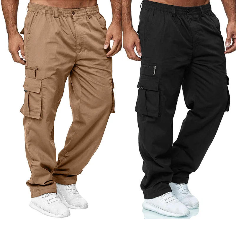 Sweatpants Jogger กางเกง Casual กระเป๋าหลากหลายทหารยุทธวิธีกางเกงยุทธวิธี Cargo กางเกงกระโปรงผู้ชาย
