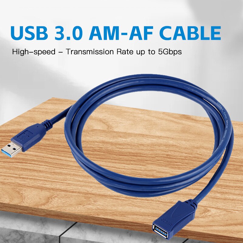 Cable de extensión USB 3,0 macho a hembra, adaptador de Cable M/F, transferencia de datos de súper velocidad, transmisión de carga, conexión de disco duro