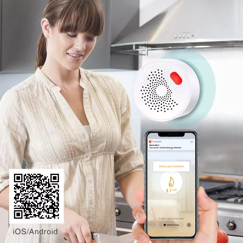 Monitoramento inteligente de gás, detecção em tempo real, proteção para sua casa, detector de gás Tuya Zigbee, compatível com Alexa e Google Home.