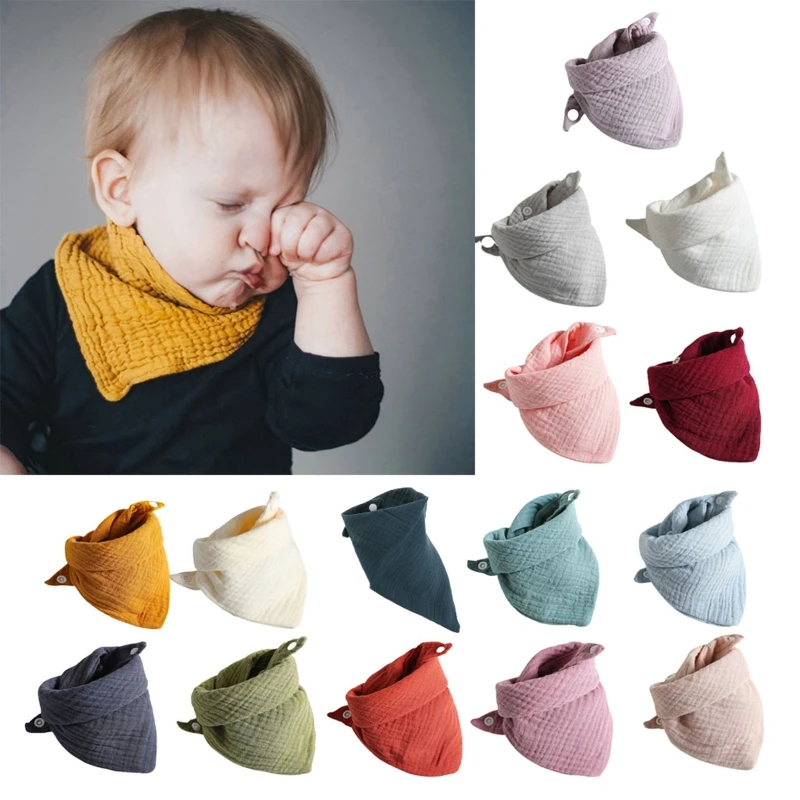 Babadores para alimentação de bebês, 5 peças, toalha de saliva para cachecol triangular, bandana, babador de algodão macio, botão ajustável, pano para meninos