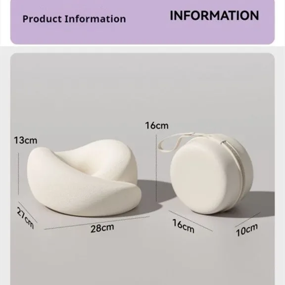Almohada de espuma viscoelástica para el cuello, almohada de soporte para el cuello con cojín para la cabeza, protección para el cuello para acampar, soporte para la cabeza de espuma viscoelástica suave