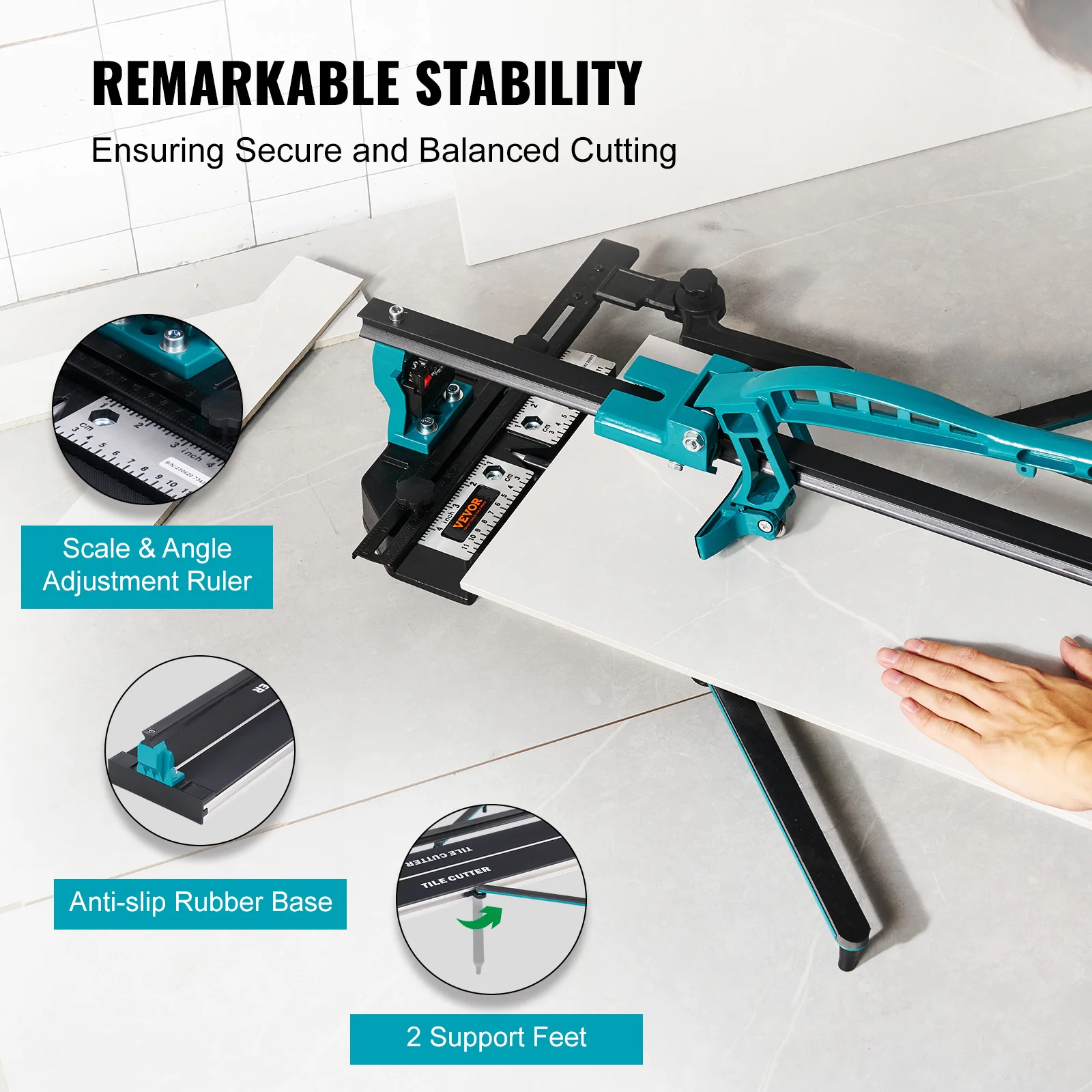 VEVOR Floor Tile Cutter Porcelain Ceramic Tile Cutter With Infrared Positioning Durable Single Rails Tile Cutters fit Beginner