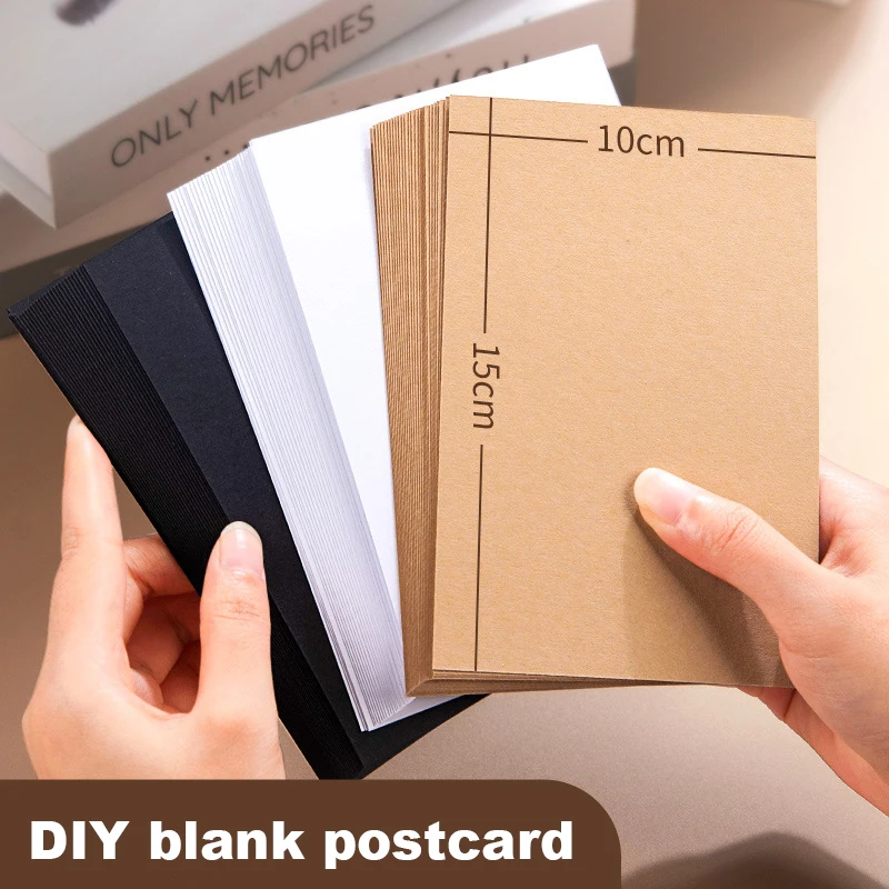 50/75/100Pcs Kraft Paper 250gsm Message Word Card paper DIY Gift Packing Cardboard Paper Blank Postcard hand-drawn doodles