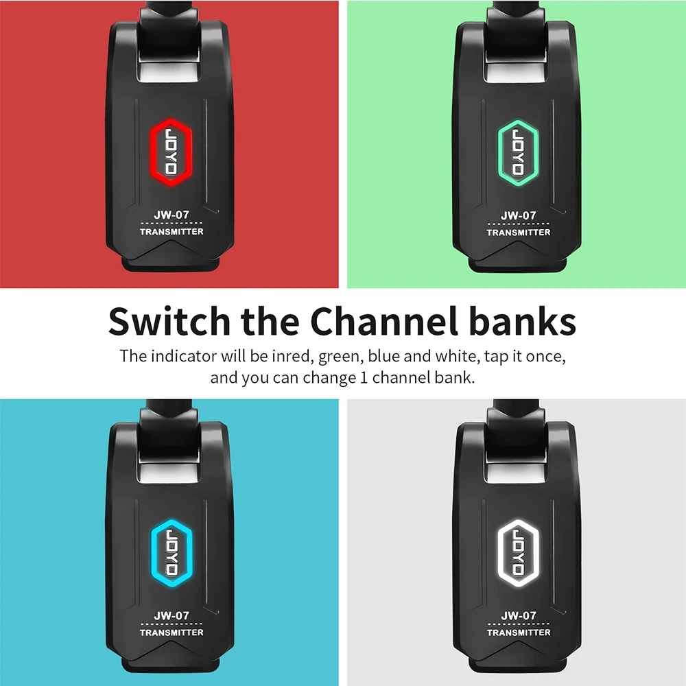 JOYO JW-07 2.4G Wireless Earphone Monitor System Low Latency In Ear Wireless Transmitter Receiver Support 12 Channel Banks