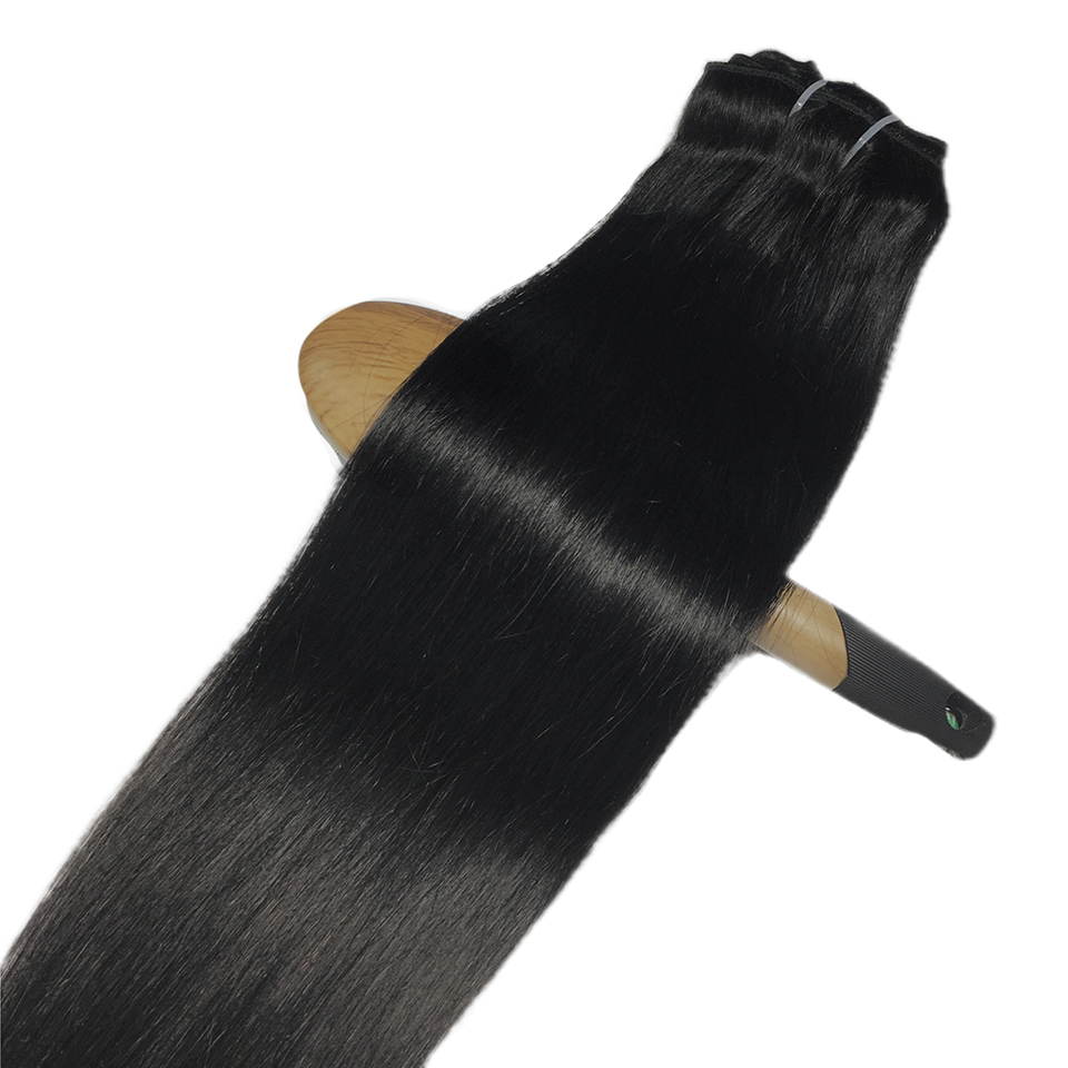 Extensiones de cabello con Clip para mujer, cabello humano brasileño liso con Clip de Color negro Natural, cabello Remy de 20 22 24 26 pulgadas
