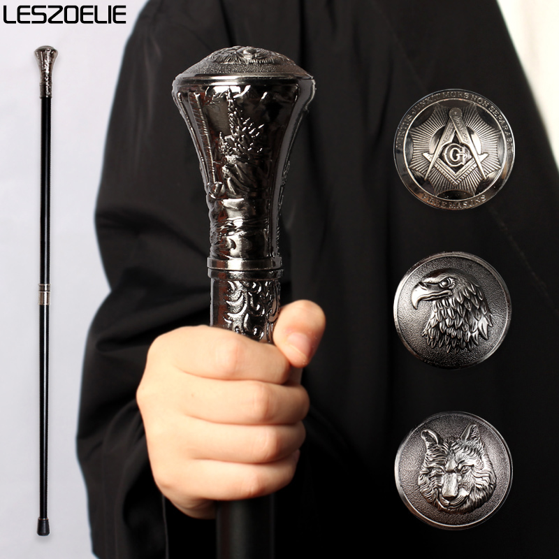 Águia e lobo-cabeça de luxo bengala masculina moda decorativa maçônica bengala lobo-cabeça elegante bastões vintage botão vara