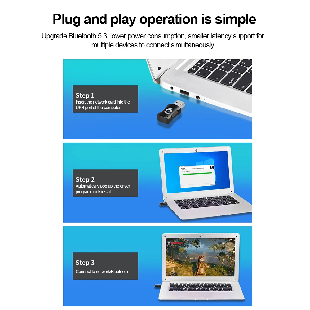 900Mbps WiFi 6 USB Adapter Bluetooth 5.3 AX900 USB Dongle Wireless Network Card Dual Band 2.4/5G Free Driver For PC Laptop