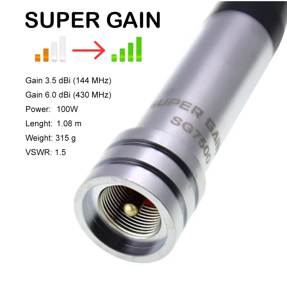 Kim Cương VHF Uhf An Ten SG7500 Di Động Trên Xe Hơi Ăng Ten 144/430Mhz SG-7500 Cao DBi Anten Độ Lợi Cho KT-8900D KT-8900 BJ-318