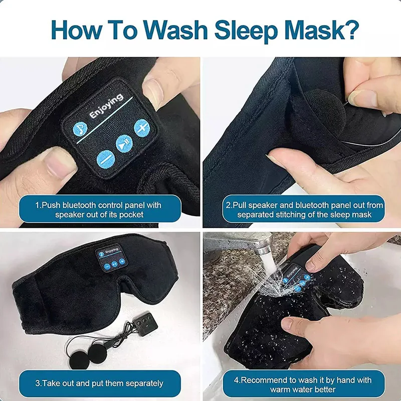 Bluetooth dormir fones de ouvido 3d máscara de olho sem fio viagem aérea bluetooth 5.0 bandana macio elástico confortável música