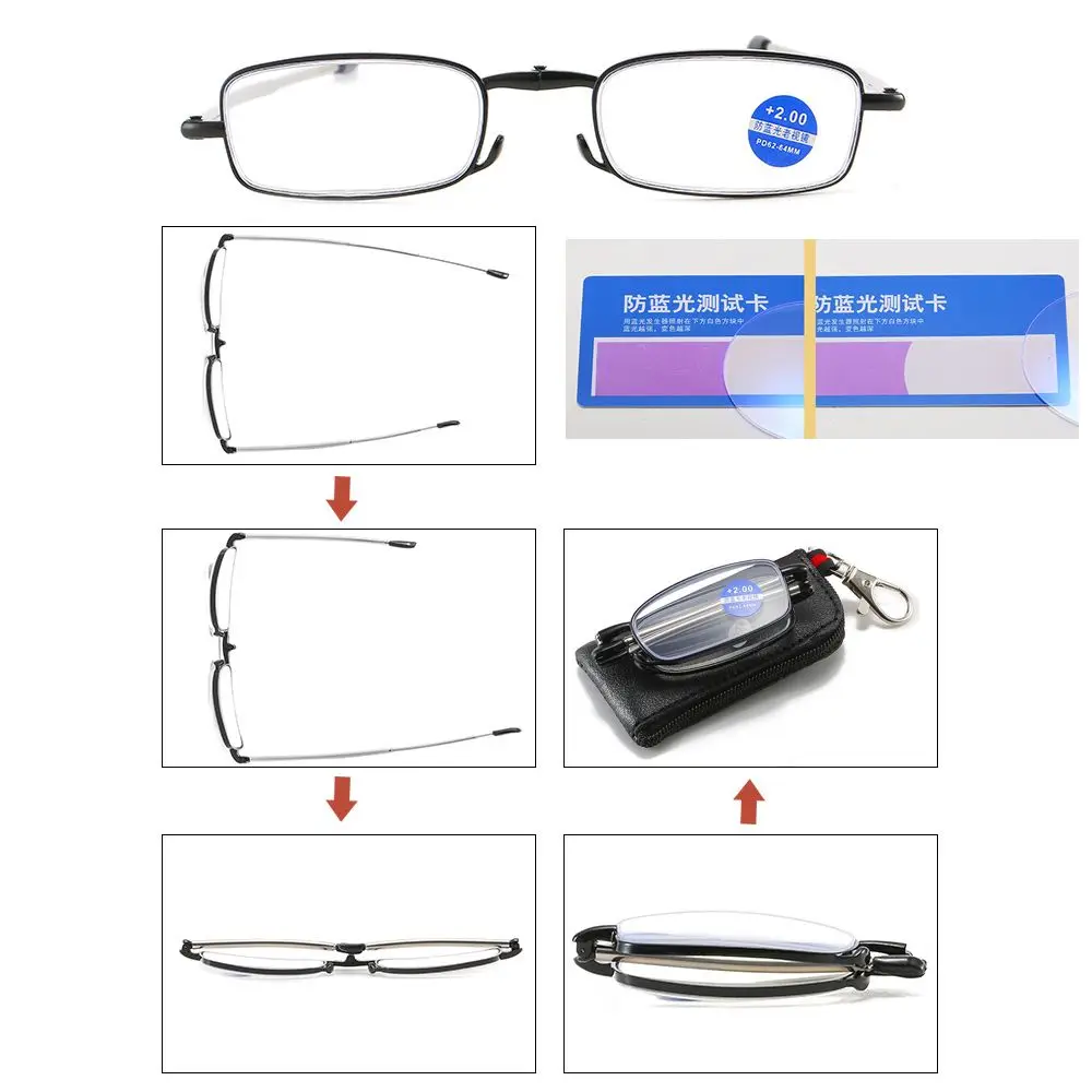 Độ Nét Cao Mắt Unisex Siêu Nhẹ Nhựa Presbyopic Kính Mắt Di Động Có Thể Gập Lại Chăm Sóc Thị Lực Độc Giả Kính Mắt