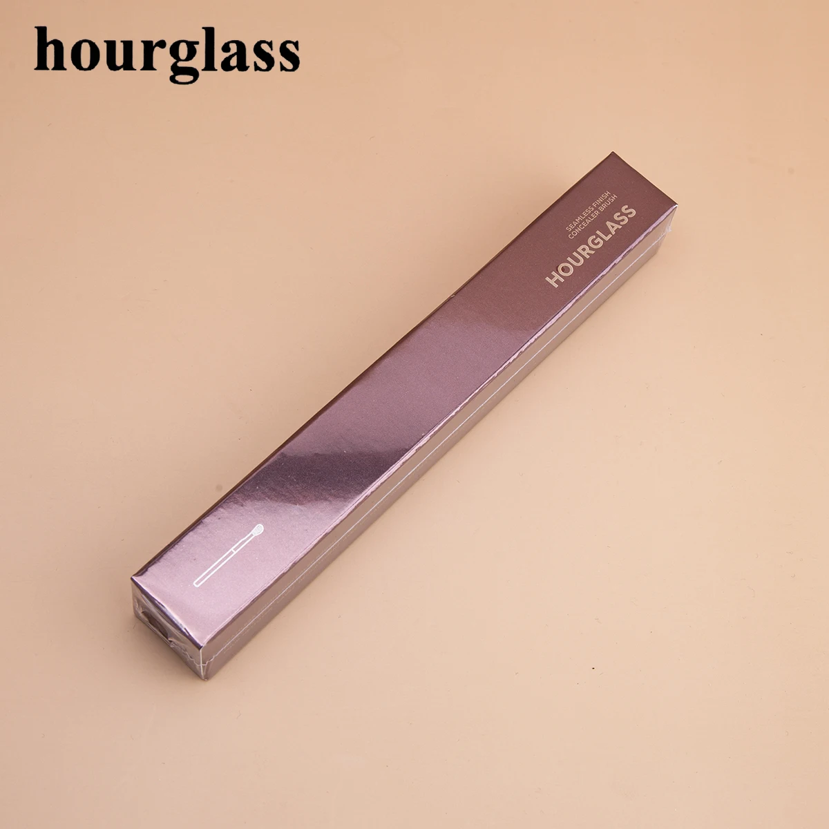 Cepillo corrector de reloj de arena, cepillo corrector en ángulo de pelo sintético, corrector de ojos, cepillo para mezclar, herramienta de maquillaje con mango de Metal marrón