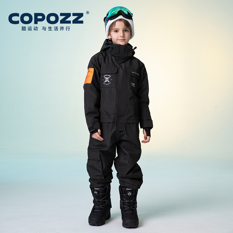COPOZZ Neue Winter Ski Anzug Für Kinder Jungen Kinder Wasserdichte Warme Ski Overalls Mädchen Winddicht Snowboard Ein Stück Ski Overall