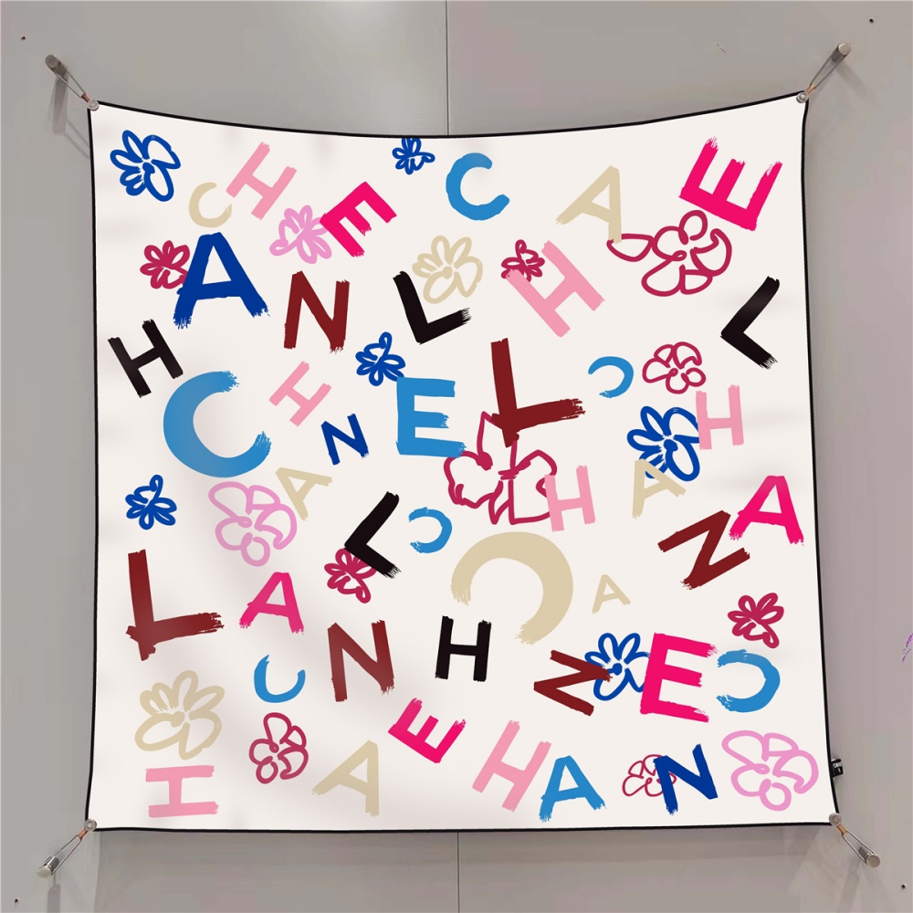 Neue Design Buchstaben Blumen Gedruckt Twill Seide Schal Quadrat Schals Dame Wraps Kopftuch Frau Hals Schal Wraps Echarpes 90CM
