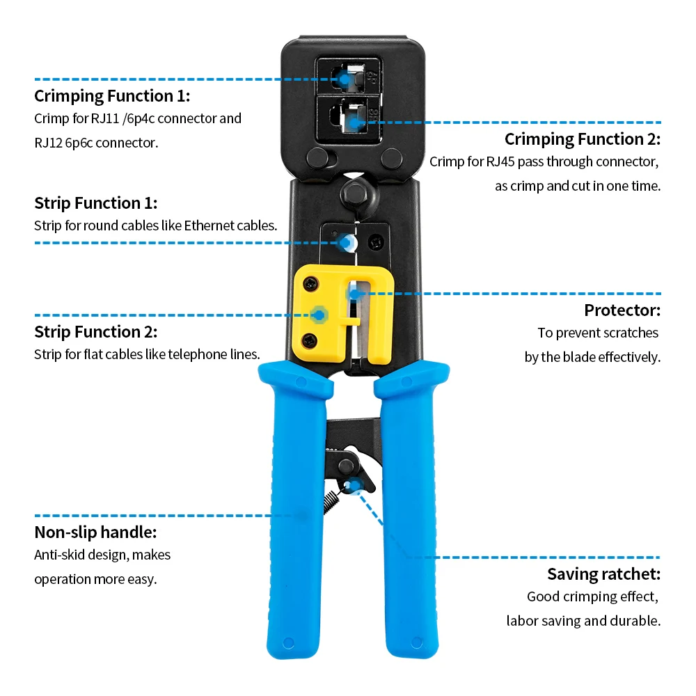 RJ45 crimper hand network tools pliers RJ12 cat5 cat6 8p8c Cable Stripper pressing clamp tongs clip multi function