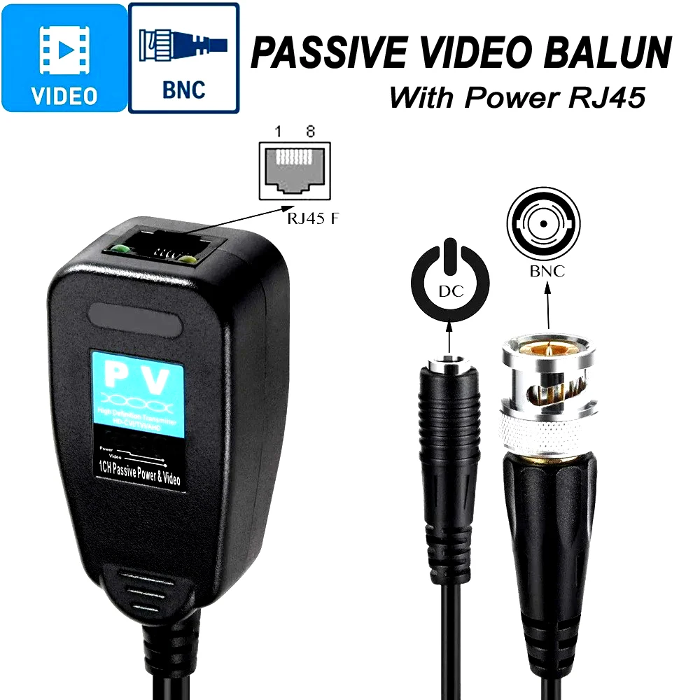 1CH パッシブバラン RJ45 CCTV ビデオトランシーバー同軸 BNC 電源コネクタ HDCVI HDTVI AHD アナログ高解像度カメラ用