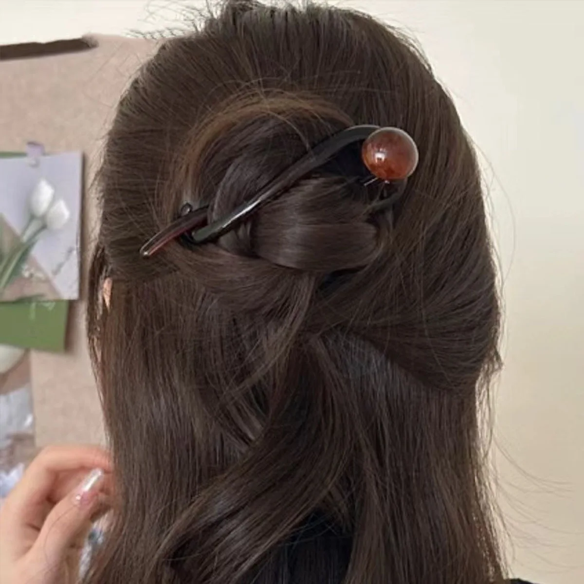 Nieuwe Twist Haar Clip Plastic Acryl Kraal Imitatie Parel Haarspeld Twisted Ontwerp Vrouwen Haaraccessoires