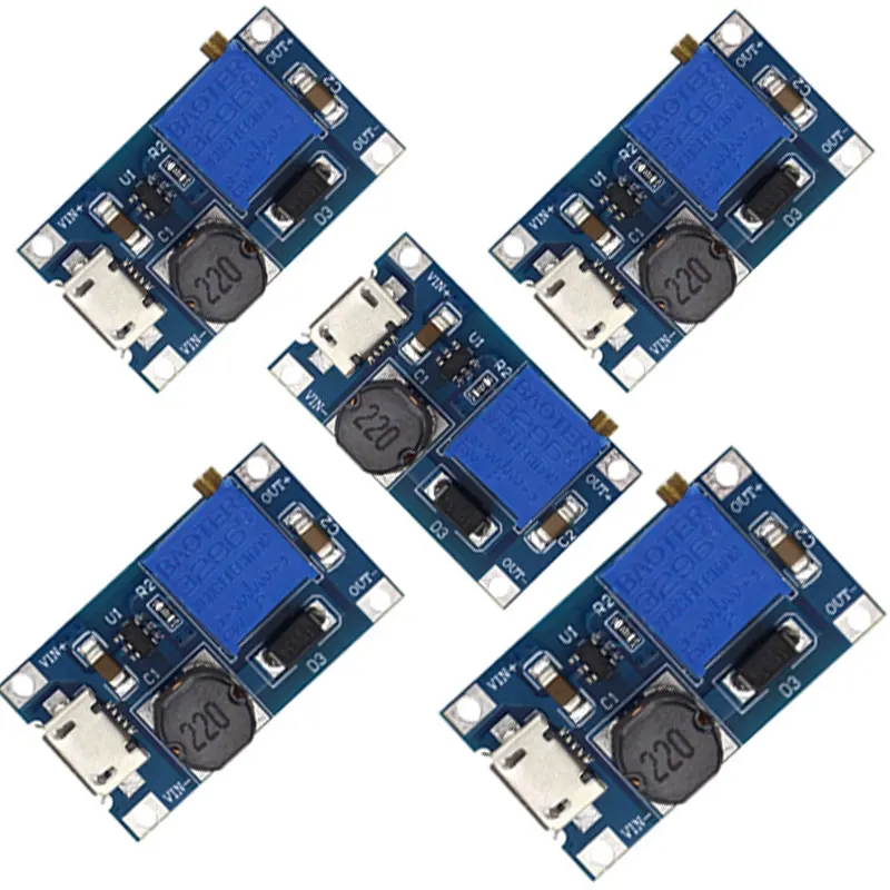 Scheda boost 2a Modulo boost DC-DC alimentatore regolato Ampio ingresso di tensione da 2/24 V a 5/9/12/28 V TYPEC/micro porta regolabile