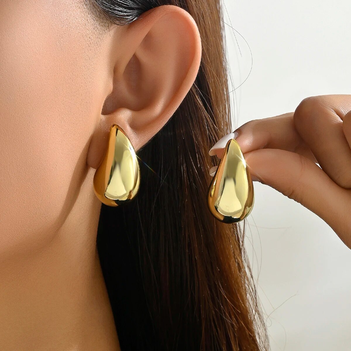 3CM Water Drop Earring for Women Chunky Hollow Smooth Exaggerated Thick Large Jewelry 2023 New Design
