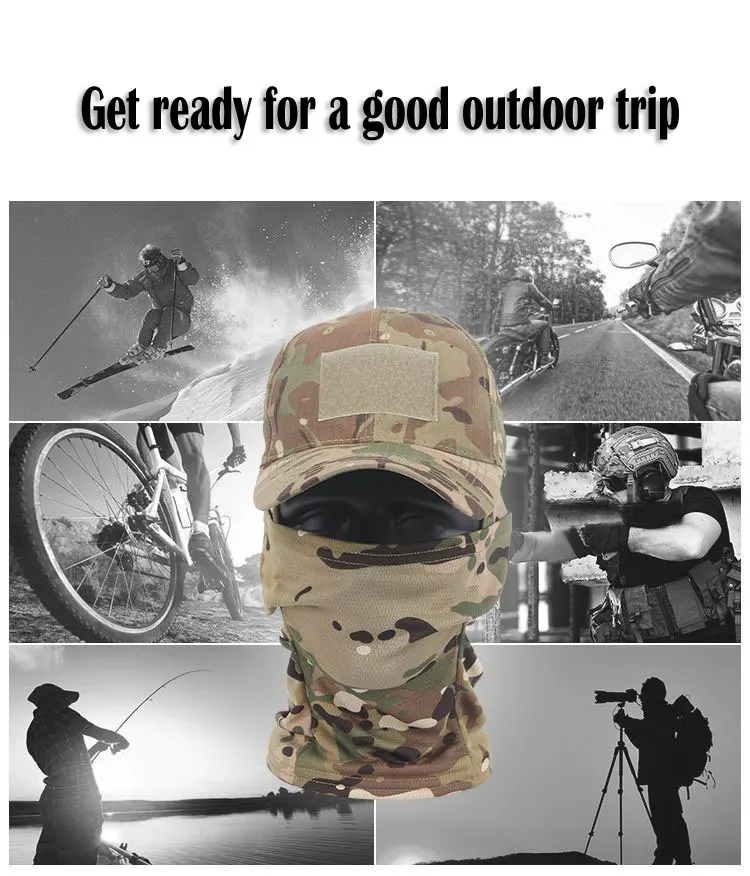 Pasamontañas táctico, gorras de béisbol, conjunto de máscara facial completa para hombre, gorra Snapback de verano para el sol, pasamontañas de camuflaje para caza al aire libre