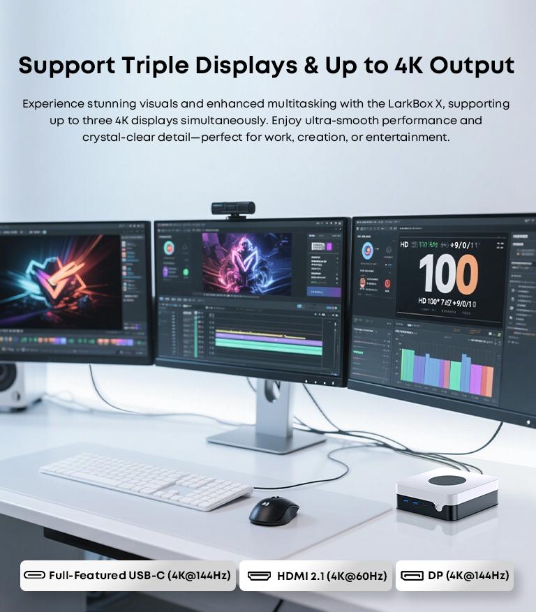 CHUWI LarkBox X Mini PC Intel Corei3-1220P 8GB RAM 256GB SSD Triple-Screen output Up to 4K Advanced Cooling System Wifi6 Mini PC