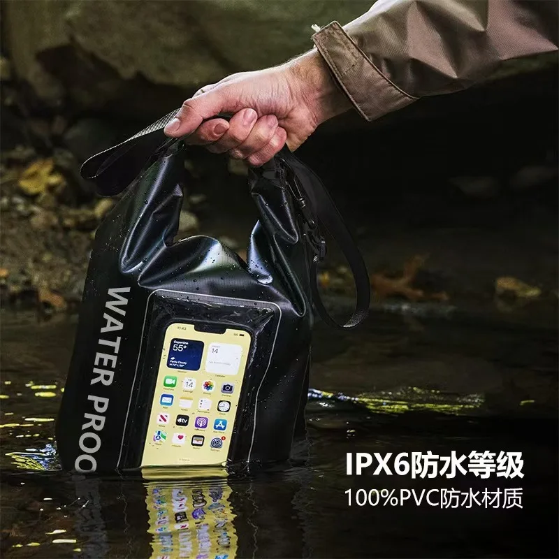 Nuova borsa impermeabile da 2 litri, borsa a croce diagonale per esterni, borsa impermeabile per cellulare 2 in 1, borsa impermeabile da nuoto in PVC