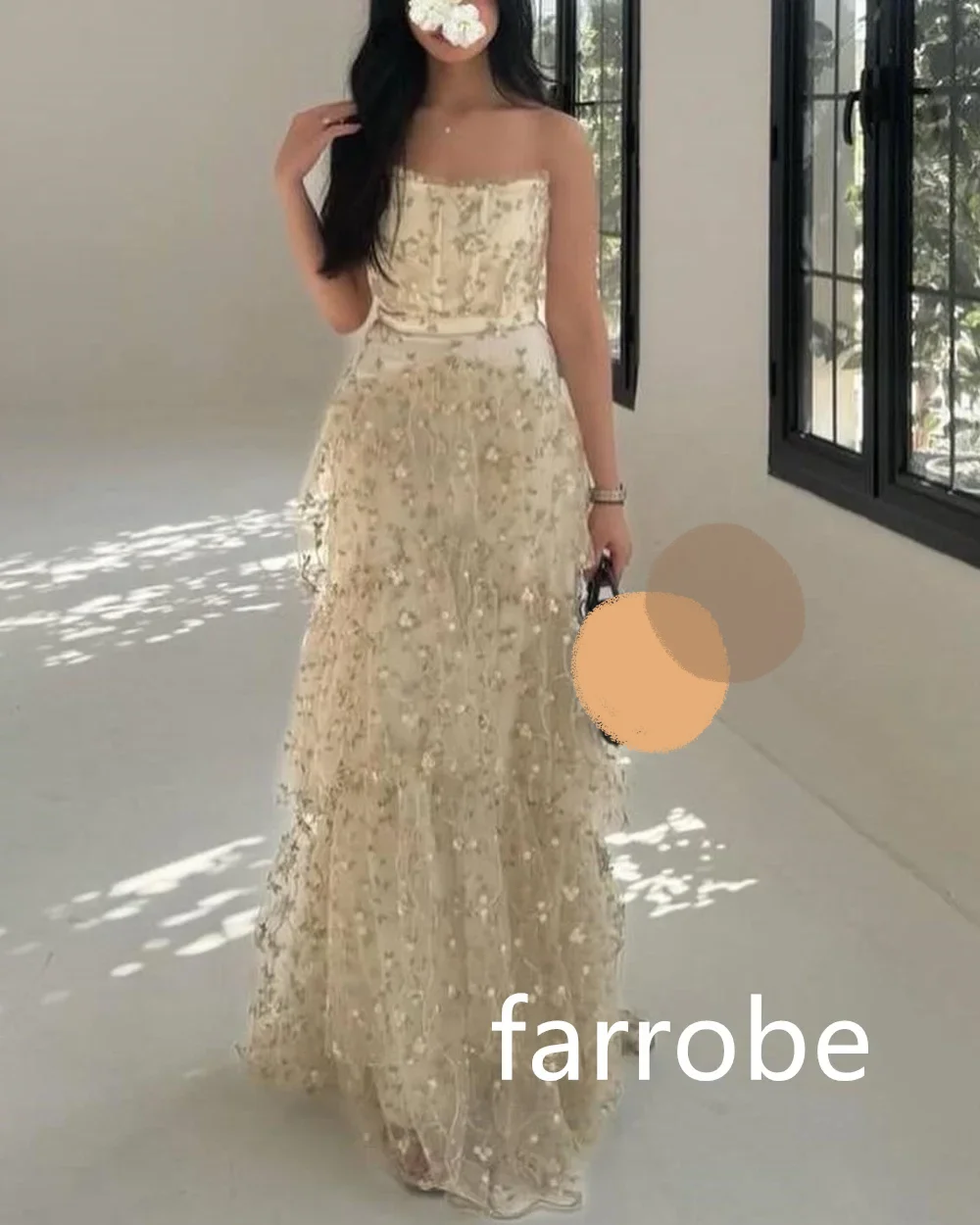 Customized Matching Net Pleat A-line Strapless Midi Dresses Homecoming Dresses Classic Exquisite Modern Style Pastrol Unisex For