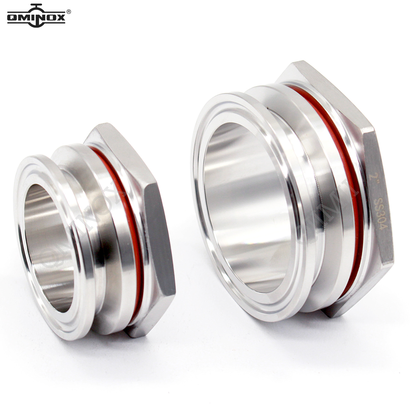 QMINOX SS304 accesorios de mamparo sin soldadura 1,5 "/2" Tri abrazadera hervidor entrada salida casero tanque de agua tri abrazadera accesorios de conector