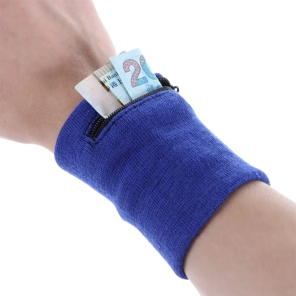 Pulsera deportiva con cremallera, soporte para muñeca, billetera multifunción para gimnasio, brazalete para correr, bolsa de almacenamiento de tarjetas clave, monedero para ciclismo, banda para el sudor