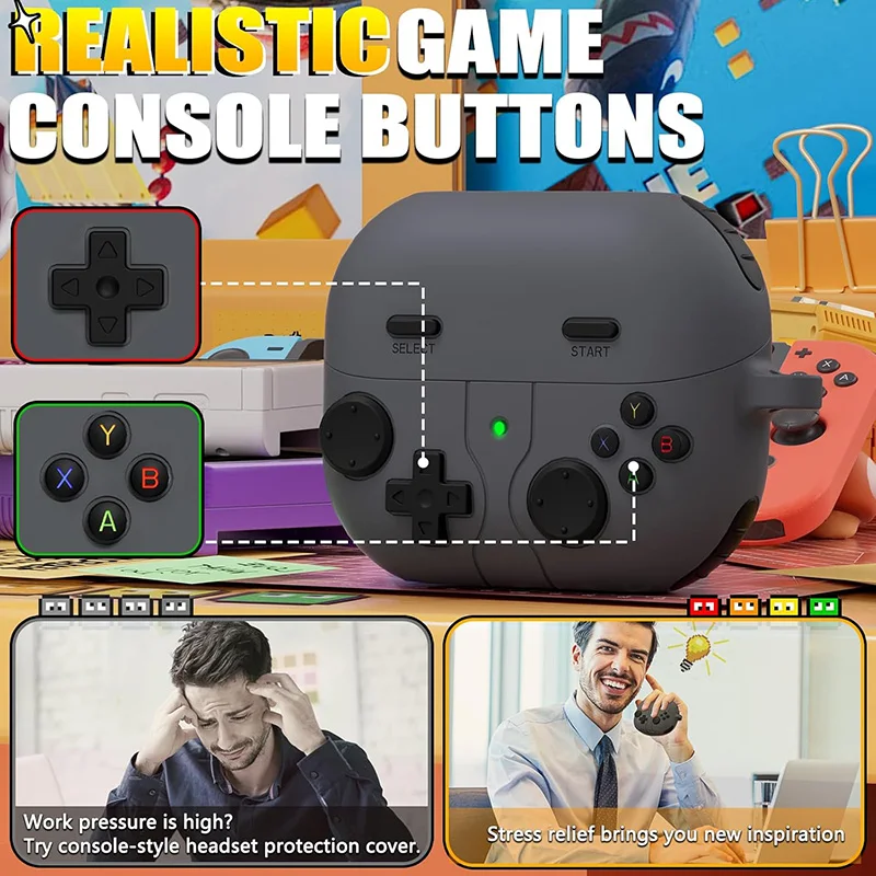 Funda de silicona para auriculares Gamepad 3D para Samsung Galaxy Buds3 Pro Buds3 Buzz 3 Pro, funda de caja de carga a prueba de golpes para Buds 3 buzz 3