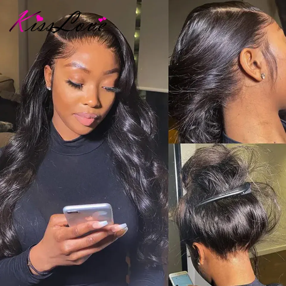 Onda do corpo invisi cinta 360 peruca cheia do laço cabelo humano 5x5 sem cola puxar ir perucas com cordão elástico 13x6 hd peruca frontal do laço
