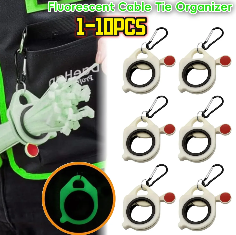 1-10PCS Organizzatore di fascette per cavi Riutilizzabile Fluorescente Zip Fascette Disposizione Multi-Funzionale Morsetto per cavi in plastica Fascette per cavi Keeper