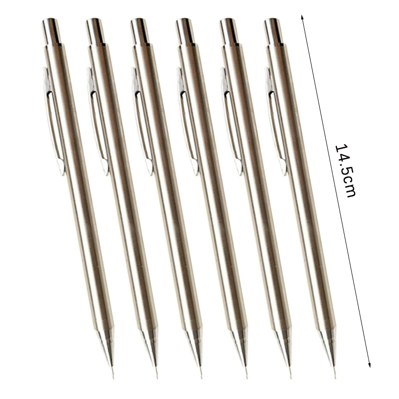 0.3 0.5 0.7 0.9 2.0mm conjunto de lápis mecânico de metal completo escola arte esboço escrita lápis automáticos de aço inoxidável fornecimento kawaii