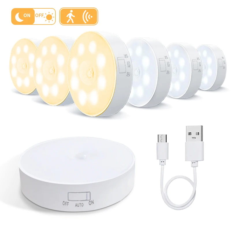 3 szt. LED czujnik ruchu człowieka światła sypialnia lampka nocna schody korytarz pokój oświetlenie szafy lampa dekoracyjna do pokoju USB akumulator