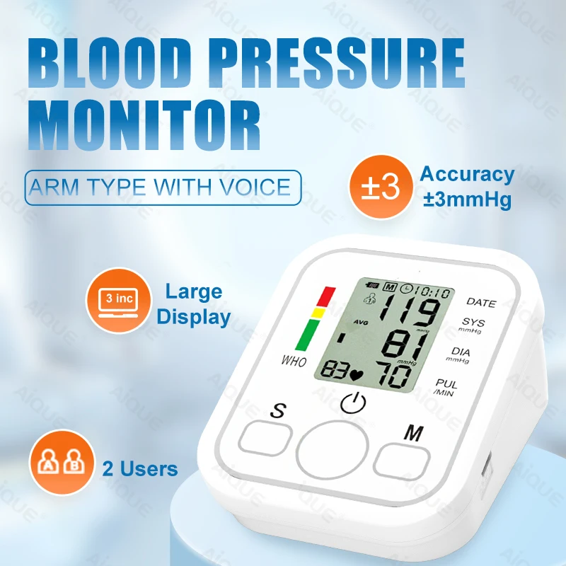 AiQUE Braccio Automatico Misuratore di Pressione Sanguigna 32 Polsino Medico BP Sfigmomanometro Baumanometro Misuratore Tonometro Frequenza Cardiaca Polso