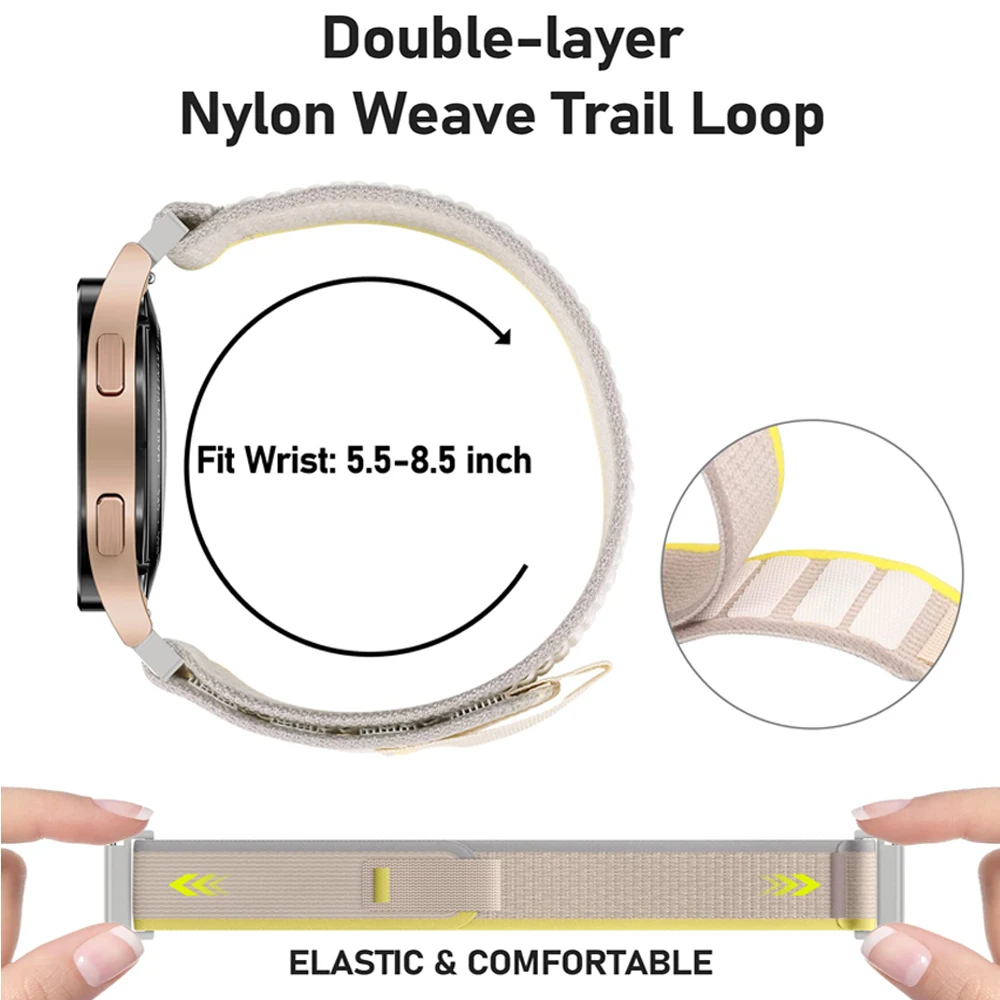 20 mm/22 mm Armband für Samsung Galaxy Watch 4 5 6 7 Classic/Active 2/3/Gear S3 Trail Loop Armband Huawei Watch GT 2/2e/3 Pro Band