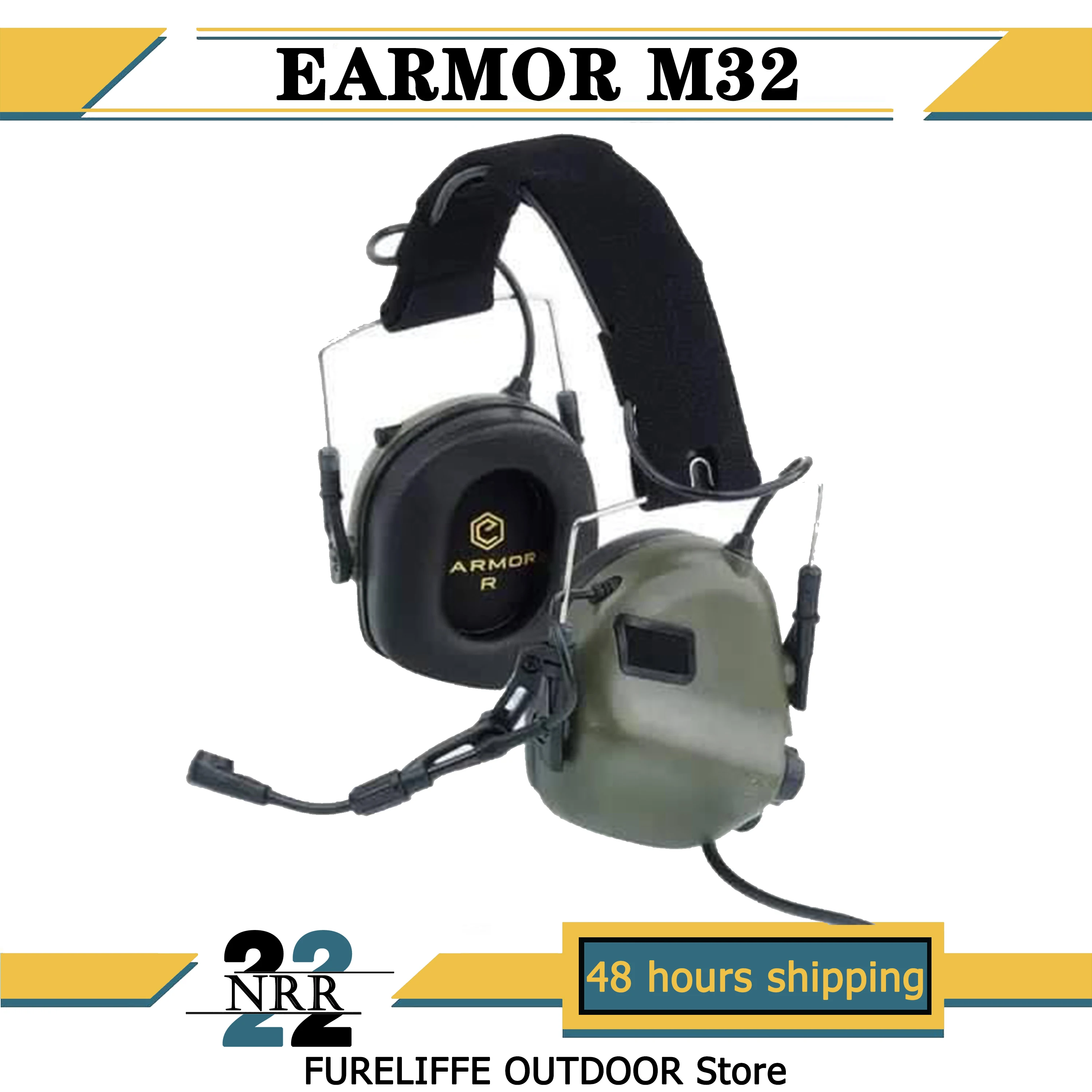 Earmor fone de ouvido tático m32 mod4, protetores de orelha para caça e tiro com microfone, amplificação de som, nrr 22db, multicolorido