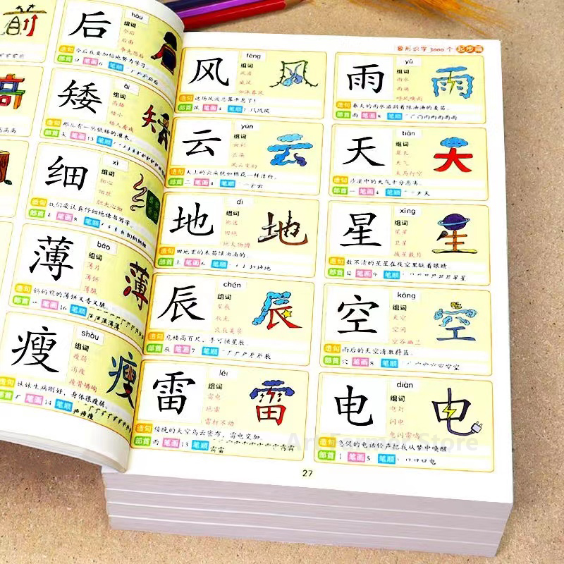 3600 คําตัวอักษรจีน Literacy Book ก่อนวัยเรียนอนุบาลนักเรียนการเรียนรู้การสอนวัสดุหนังสือ Early Education Book