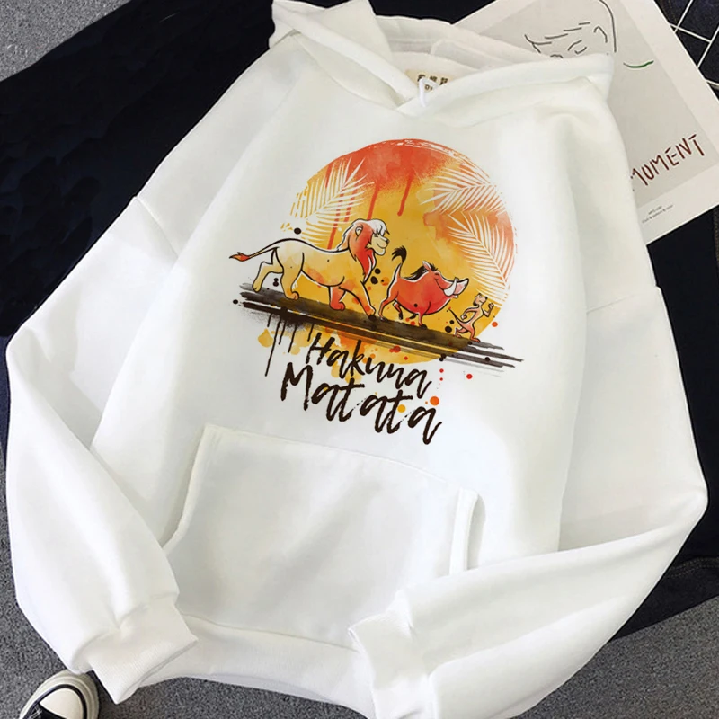 Disney Hakuna Matata divertida Simba Anime Sudadera con capucha mujer el Rey León Kawaii sudadera gráficos Harajuku mujer Sudadera con capucha