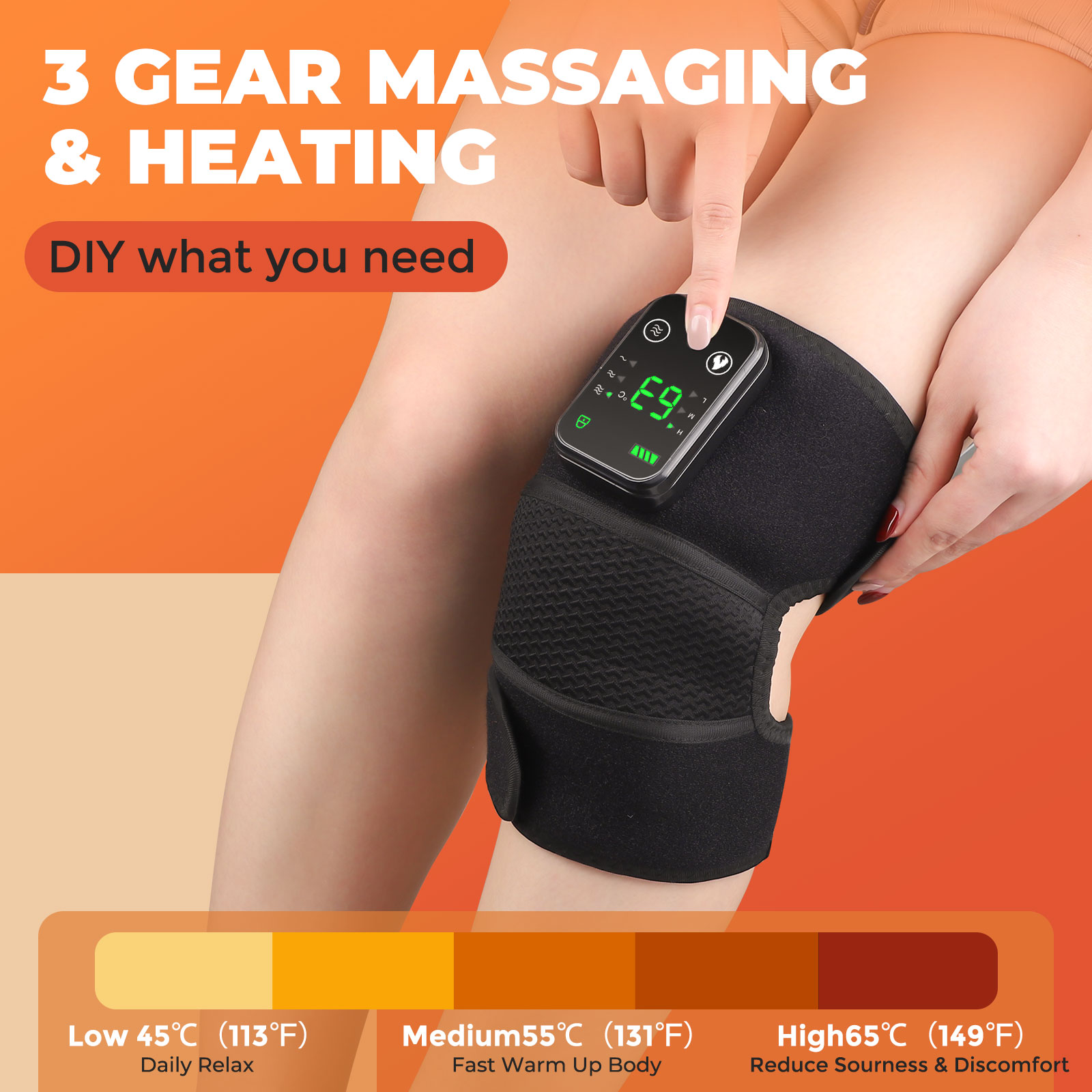Elektrisch verwarmd trillingen Kniemassage Pad 3-in-1 stimulator voor schouderelleboog Heet kompres Thermische gewrichtsbrace Spierontspanning