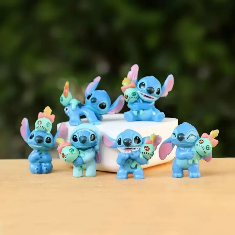 6 teile/satz Lilo & Stitch Cartoon Nette Figur Modell Sammlung Anime Desktop Ornament Geburtstag Kuchen Dekoration Kinder Spielzeug Geschenke