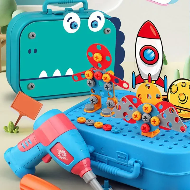 DIY Nut Hand Disassembly Assembly Puzzle Simulated Screwing Toolbox Early Educational Kids Toy Shape Insert Blocks Toys For Boys