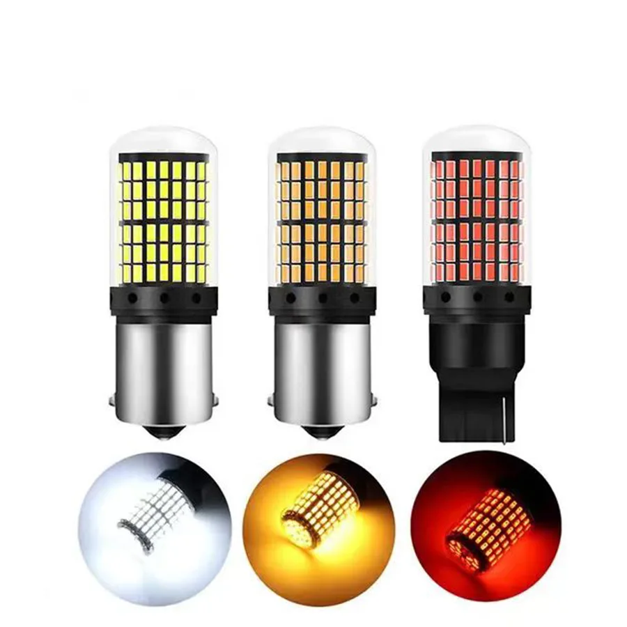 2 pçs 1156 ba15s p21w bau15s py21w t20 7440 w21w 3157 1157 p21/5w w21/5w lâmpadas led 144smd led canbus lâmpada para luz de sinal volta