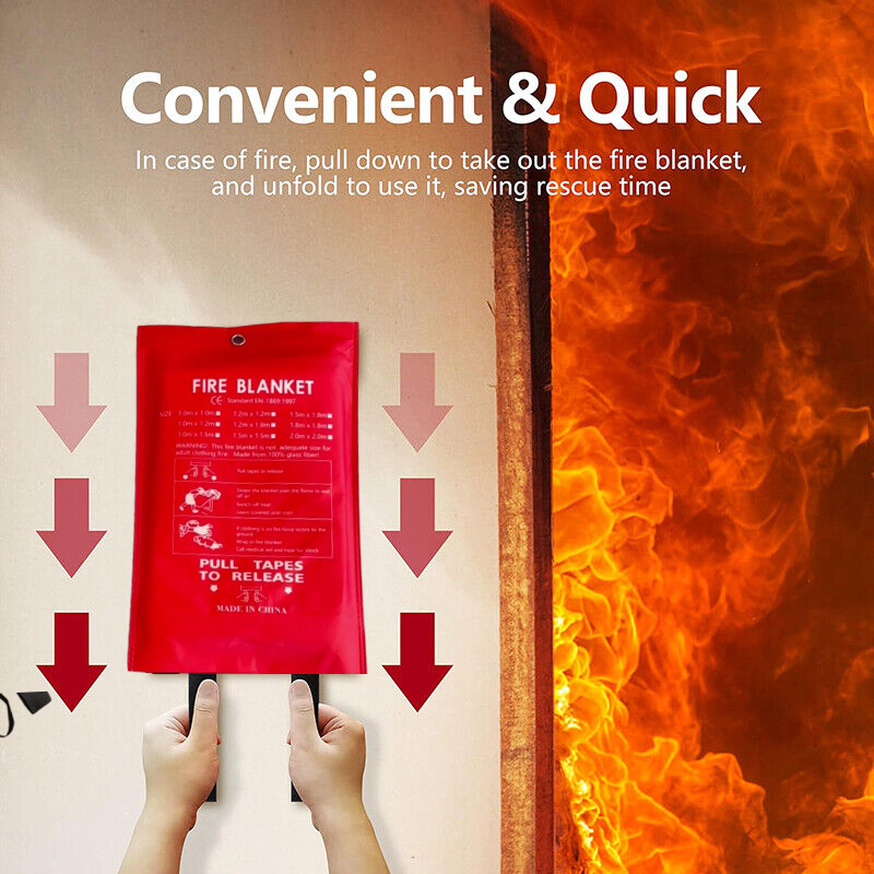 Fire Blanket 1m/1.5m For Home Kitchen Office Caravans Emergency Lightweight Fire Safety Equipment Protective Blanket For Kitchen