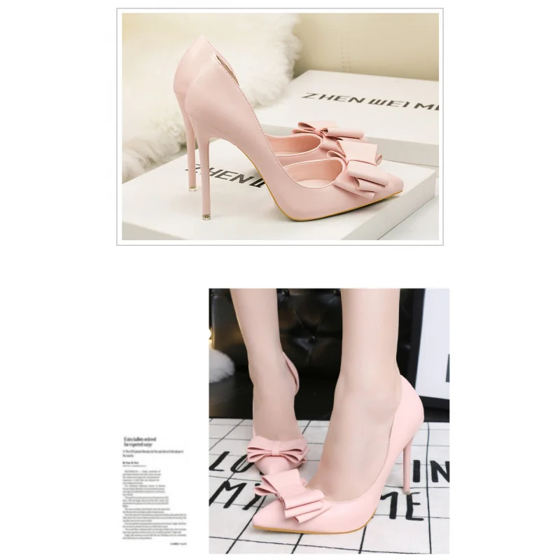 Sepatu Hak Tinggi Model Korea dengan Pita Manis, Sepatu Wanita Ramping Modis dan Elegan untuk Kantor, Sepatu Wanita Runcing Seksi