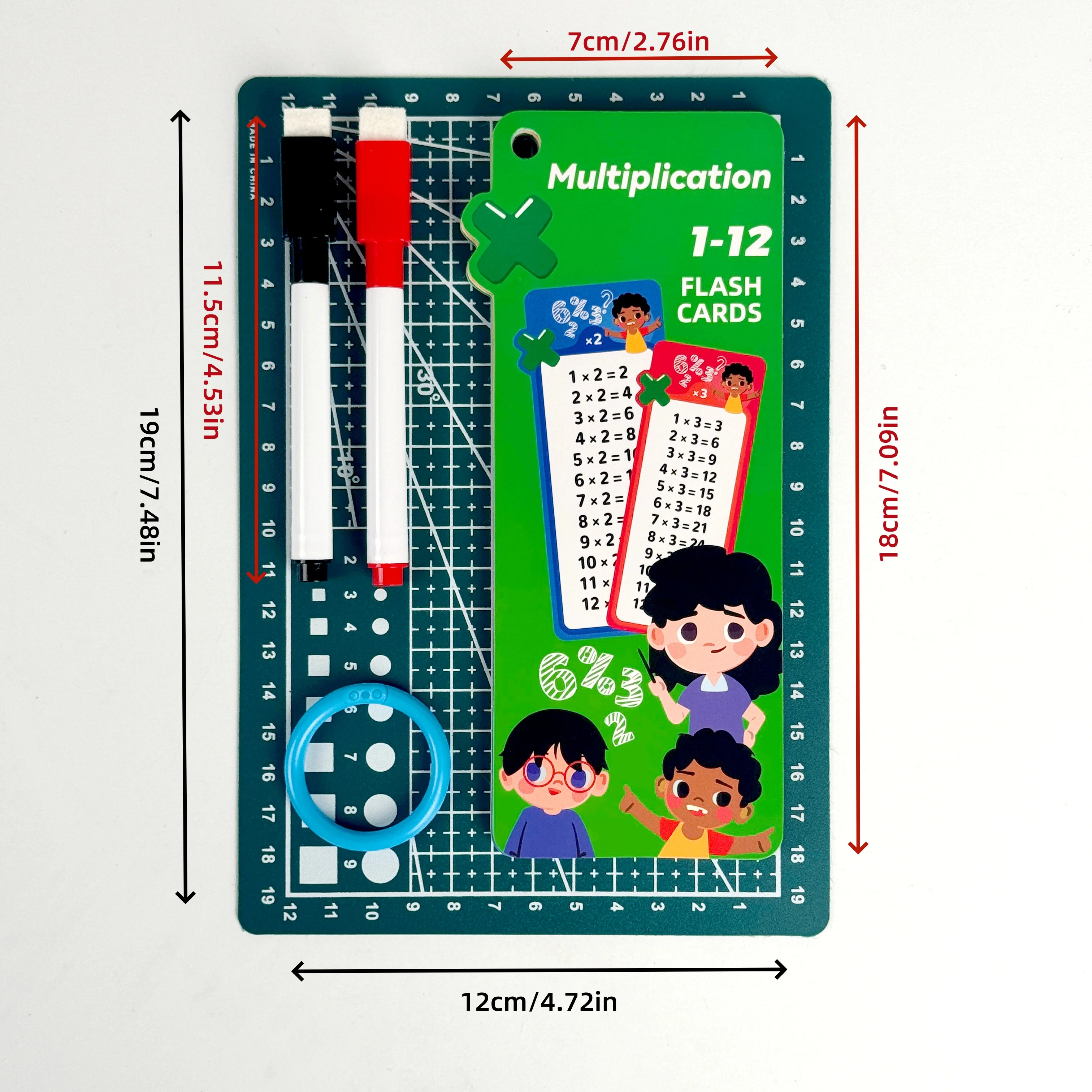 Schede flash per apprendimento digitale, addizione, sottrazione, moltiplicazione, divisione, frazioni, memoria della formula matematica, 15 carte, due giocattoli per l'apprendimento con penna cancellabile