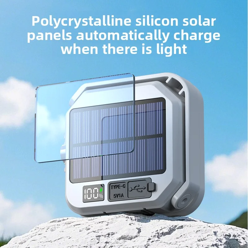 Illuminazione di emergenza Lampada da campeggio solare Tenda da esterno portatile Lampada a sospensione a LED ricaricabile SMD con display digitale