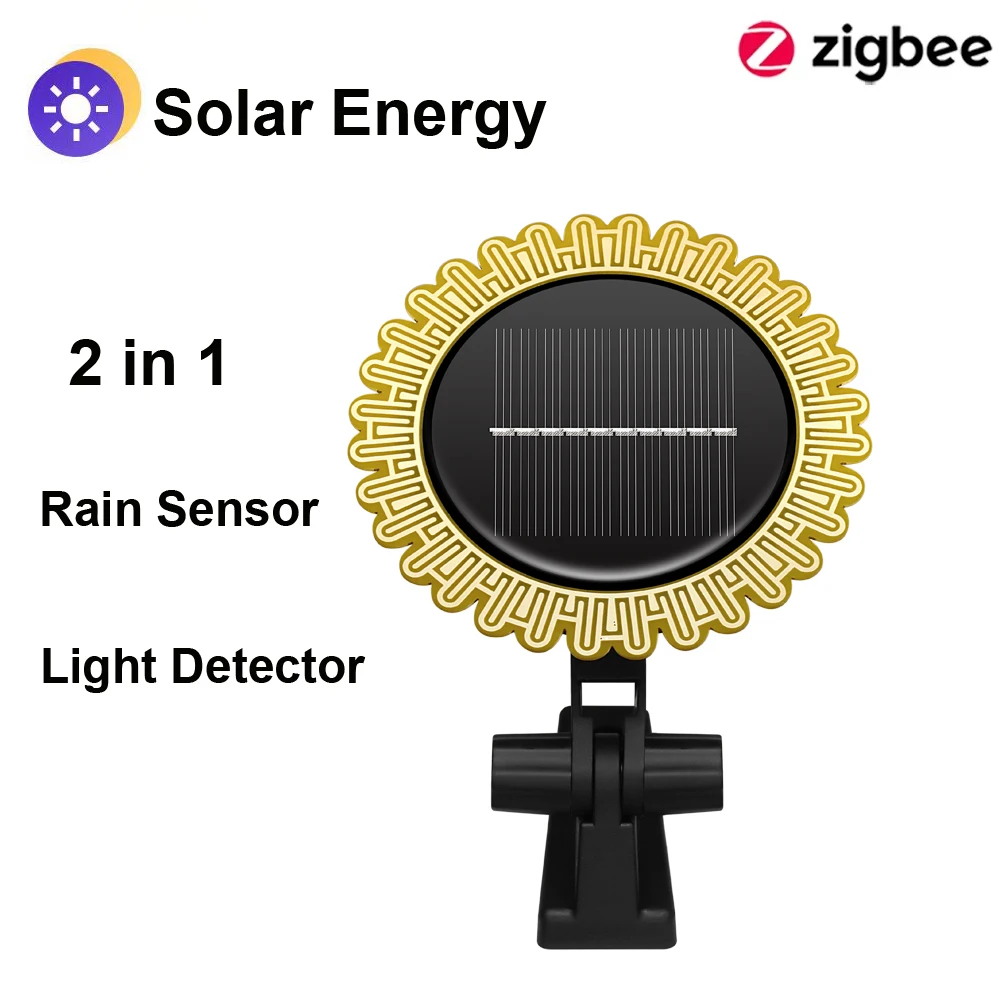 Tuya Smart Zigbee Sonnenlicht-Regen-Sensor, Solar-Aufladung, Echtzeit-Regenwasserdetektor, Smart Life App, gesteuert für Haus im Freien