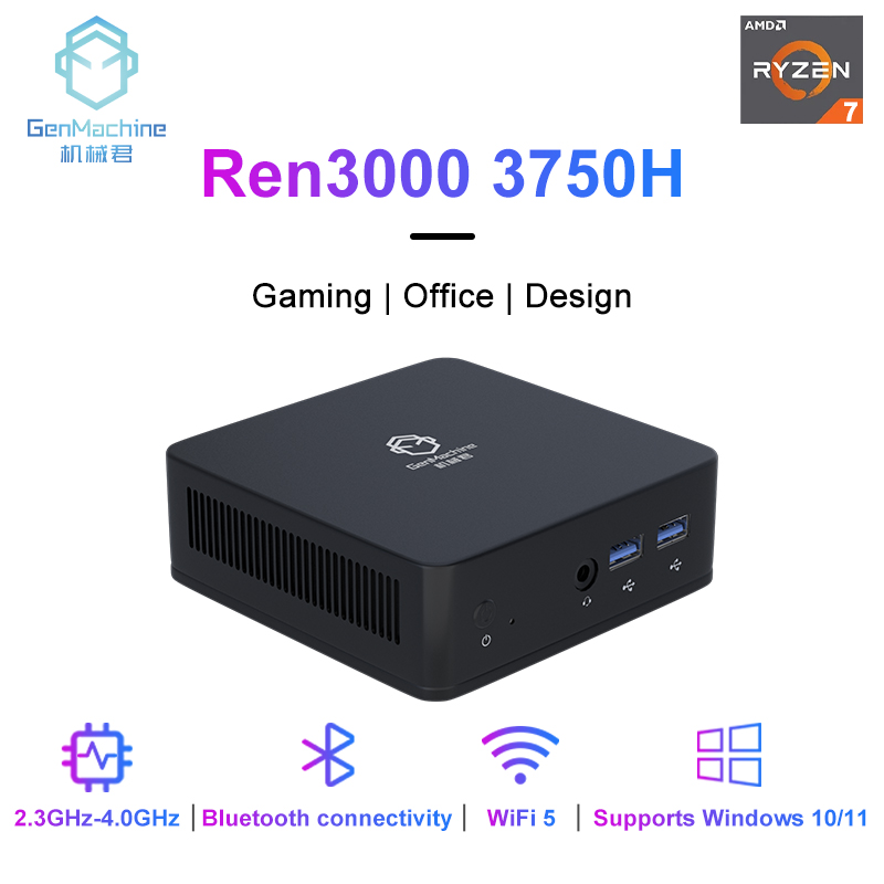 GenMachine New Mini PC AMD 3750H CPU Windows 11 Ryzen DDR4 USB WIFI 5 1000M AMD NUC Gaming Diy Gaming Computer Ordenador