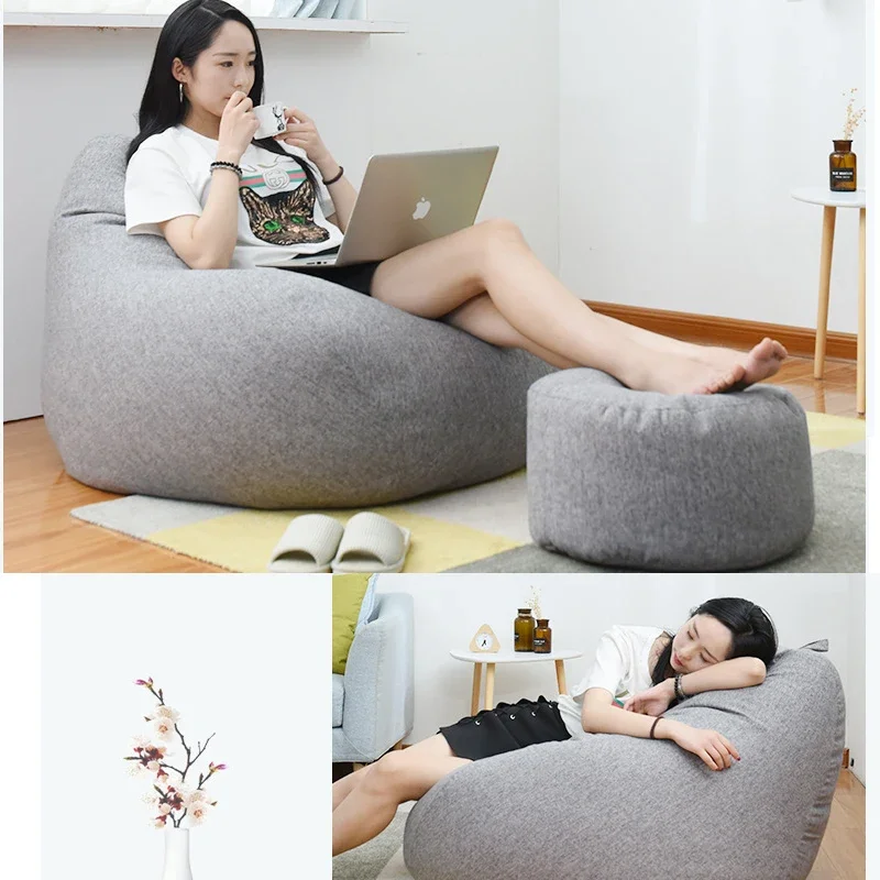 ขนาดใหญ่Bean Bagขี้เกียจที่นั่งเก้าอี้โซฟาโซฟานุ่มBreathableผู้ใหญ่เด็กTatamiห้องนั่งเล่นตกแต่งกลางแจ้ง